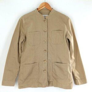Cotton Safari Style Jacket Button Front Long Sleeve Pockets